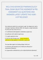 Wgu D116 Advanced Pharmacology &NewLine;Final Exam Objective Assement & Pre&NewLine;Assesment 700 Questions And &NewLine;Answers Latest Update This Year - &NewLine;Just Released 