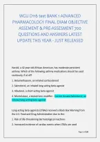 Wgu D116 Test Bank 1 Advanced &NewLine;Pharmacology Final Exam Objective &NewLine;Assement & Pre-Assesment 700 &NewLine;Questions And Answers Latest &NewLine;Update This Year - Just Released 