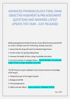 Advanced Pharmacology Final Exam &NewLine;Objective Assement & Pre-Assesment  &NewLine;Questions And Answers Latest &NewLine;Update This Year - Just Released 