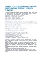 Sample Test Questions Ancc &ndash; Pmhnp Questions And Correct Verified Answers