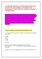 Acs Biochemistry Exam 300 Unique Practice &NewLine;Questions And Correct Answers With &NewLine;Rationale Latest Update Already Graded A&plus; &NewLine;Assured Pass