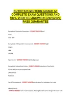 Nutrition Midterm Grade A&plus; &NewLine;Complete Exam Questions And &NewLine;100&percnt; Verified Answers &lpar;2026&sol;2027&rpar; &NewLine;Pass Guarantee 
