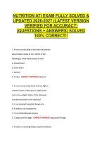 Nutrition Ati Exam Fully Solved & &NewLine;Updated 2026-2027 &lpar;Latest Version &NewLine;Verified For Accuracy&rpar; &NewLine;&lpar;Questions &plus; Answers&rpar; Solved &NewLine;100&percnt; Correct&excl;&excl; 