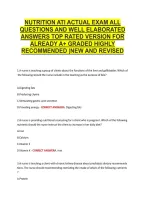Nutrition Ati Actual Exam All &NewLine;Questions And Well Elaborated &NewLine;Answers Top Rated Version For &NewLine;Already A&plus; Graded Highly &NewLine;Recommended &vert;New And Revised 