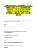 Nutrition Ati Actual Exam All &NewLine;Questions And Well Elaborated &NewLine;Answers Top Rated Version For &NewLine;Already A&plus; Graded Highly &NewLine;Recommended &vert;New And Revised 