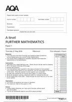 AQA A Level Further Mathematics Paper 1 AND Mark Scheme 2026