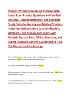 Pediatric Primary Care Burns Testbank 2026 &ndash; Exam Prep Guide with Correct Verified Answers&period; Ace your pediatric burn care exams with this comprehensive test bank featuring updated 2026 questions&comma; evidence-based rationales&comma; and verified answers covering ass