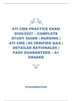Ati Cms Practice Exam 2026&sol;2027 &ndash; Complete Study Guide &vert; Nursing &vert; Ati Cms &vert; 80 Verified Q&A &vert; Detailed Rationales &vert; Pass Guaranteed &ndash; A&plus; Graded