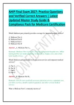 AHIP Final Exam 2027&colon; Practice Questions and Verified Correct Answers &vert; Latest Updated Master Study Guide & Compliance Pack for Medicare Certification