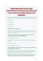 Washington Adult Family Home Administrator Practice Exam Questions with Correct Answers &lpar;Verified Answers&rpar; Plus Rationales