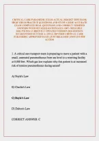 Critical Care Paramedic Exam Actual 2026&sol;2027 Test Bank High Yield Practice Questions And Study Guide Accurate Exam Complete Real Questions And Correct Verified Answers With Detailed Rationales &lpar;100&percnt; Reliable Solutions&rpar; Currently Updated Version 2026 Edit