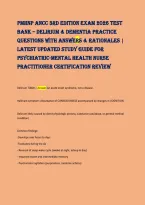Guide Exam Prep 2026 with Correct Verified Answers&colon; PMHNP ANCC 3rd Edition Exam 2026 Test Bank&period; Ace your Psychiatric-Mental Health Nurse Practitioner certification with our comprehensive&comma; updated test bank&period; Includes realistic practice questions&comma; detailed 