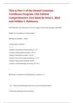 Dental Assistant Certificate Program 13th Edition Comprehensive Test Bank by Doni L&period; Bird and Debbie S&period; Robinson
