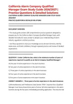 California Alarm Company Qualified Manager Exam Study Guide 2026&sol;2027 &vert; Practice Questions & Detailed Solutions