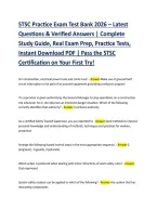 STSC Exam Study Cards 2026 &ndash; Test Bank with Correct Verified Answers&period; Pass your STSC certification on the first attempt with our comprehensive 2026 study cards and updated test bank&period; Includes real exam-style questions&comma; detailed explanations&comma; and 100&percnt; corr