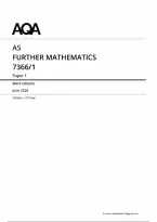 AQA AS Level Further Mathematics Paper 1 Mark Scheme 2026