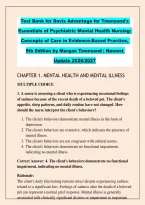 Test Bank for Essentials of Psychiatric Mental &NewLine;Health Nursing 8th Edition Concepts of Care in &NewLine;Evidence- Based Practice 8th Edition Morgan &NewLine;Townsend&comma; A&plus; guide&period;