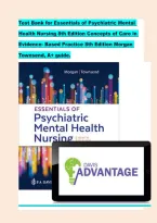 Test Bank for Davis Advantage for Townsend's &NewLine;Essentials of Psychiatric Mental Health Nursing&colon; &NewLine;Concepts of Care in Evidence-Based Practice&comma; &NewLine;9th Edition by Morgan Townsend &vert; Newest &NewLine;Update 2026&sol;2027 