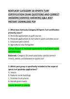 Kentucky Category 20 Sports Turf Certification Exam Questions and Correct Answers 2026 &ndash; Complete Practice Test & Study Guide