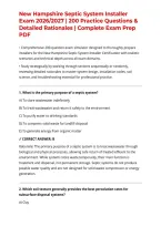 New Hampshire Septic System Installer Exam 2026&sol;2027 &vert; 200 Practice Questions & Detailed Rationales &vert; Complete Exam Prep PDF