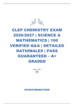 Clep Chemistry Exam 2026&sol;2027 &vert; Science & Mathematics &vert; 100 Verified Q&A &vert; Detailed Rationales &vert; Pass Guaranteed &ndash; A&plus; Graded