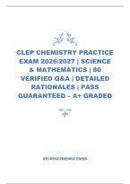 Clep Chemistry Practice Exam 2026&sol;2027 &vert; Science & Mathematics &vert; 80 Verified Q&A &vert; Detailed Rationales &vert; Pass Guaranteed &ndash; A&plus; Graded