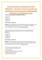Iowa Dental Board Jurisprudence Exam 2026&sol;2027 &ndash; Test Bank &vert; Practice Questions & Study Guide &vert; Correct Answers With Detailed Rationales &vert; Updated Exam Prep