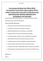 Pennsylvania Building Code Official &lpar;BCO&rpar; Pennsylvania Construction Code Academy &lpar;PCCA&rpar; Uniform Construction Code &lpar;UCC&rpar; Certification Exam QUESTIONS AND VERIFIED ANSWERS &period;pdf&NewLine;&NewLine;