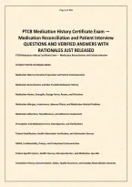 PTCB Medication History Certificate Exam &mdash; Medication Reconciliation and Patient Interview QUESTIONS AND VERIFIED ANSWERS &period;pdf&NewLine;&NewLine;
