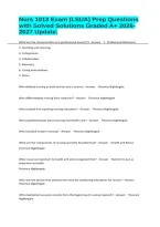 Nurs 1013 Exam &lpar;LSUA&rpar; Prep Questions with Solved Solutions Graded A&plus; 2026-2027 Update&period;