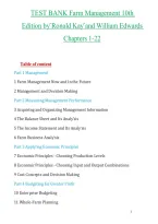 TEST BANK FOR Farm Management 10th Edition by Ronald Kay&comma; William Edwards&comma; Patricia Duffy All Chapters 1-22 Complete