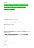 Elementary Quantitative Methods &lpar;Unisa 2026&rpar; &NewLine;Questions With Verified Answers Detailed &NewLine;Rationales Graded A&plus;
