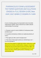 PHARMACOLOGY EXAM 4 ASSESSMENT &NewLine;TEST PAPER QUESTIONS AND SOLUTIONS &NewLine;GRADED A&plus; FULL REVIEW GUIDE &vert; New &NewLine;2026 &sol; 2027 Update &vert; &vert; Complete A&plus; Guide &NewLine; &NewLine; &NewLine; &NewLine;A nurse is teaching a group of nursing students about irreversible &NewLine;cholinesterase inhibitors&period; W