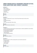 Abret Neurological Disorders Updated Actual&NewLine;Exam Questions And Correct Answers