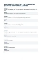 Abret Practice Exam Part 1 Updated Actual&NewLine;Questions With Correct Answers