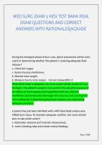 Med Surg Exam 5 Hesi Test Bank Real &NewLine;Exam Questions And Correct &NewLine;Answers With Rationales&vert;Agrade 
