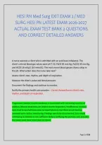 Hesi Rn Med Surg Exit Exam 2 &sol; Med &NewLine;Surg Hesi Pn Latest Exam 2026-2027 &NewLine;Actual Exam Test Bank 2 Questions &NewLine;And Correct Detailed Answers 