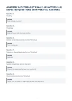 Anatomy & Physiology Exam 1 &lpar;Chapters 1-4&rpar;&NewLine;Expected Questions With Verified Answers