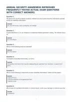 Annual Security Awareness Refresher&NewLine;Frequently Tested Actual Exam Questions&NewLine;With Correct Answers