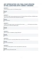 Art Appreciation 1301 Final Exam Updated&NewLine;Actual Questions With Correct Answers