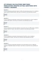 Ati Dosage Calculations Injectable&NewLine;Medications Updated Actual Questions With&NewLine;Correct Answers