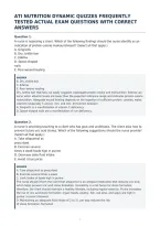 Ati Nutrition Dynamic Quizzes Frequently&NewLine;Tested Actual Exam Questions With Correct&NewLine;Answers