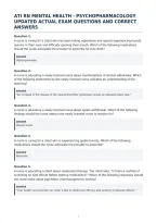 Ati Rn Mental Health - Psychopharmacology&NewLine;Updated Actual Exam Questions And Correct&NewLine;Answers