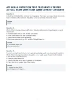 Ati Skills Nutrition Test Frequently Tested&NewLine;Actual Exam Questions With Correct Answers