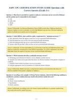 AAPC CPC CERTIFICATION STUDY GUIDE Questions with&NewLine;Correct Answers &lpar;Grade A&plus;&rpar;