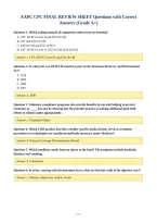 AAPC CPC FINAL REVIEW SHEET Questions with Correct&NewLine;Answers &lpar;Grade A&plus;&rpar;
