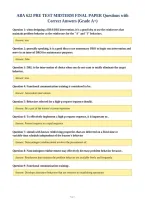 ABA 622 PRE TEST MIDTERM FINAL PAPER Questions with&NewLine;Correct Answers &lpar;Grade A&plus;&rpar;