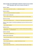 ABA 622 PRE TEST MIDTERM CERTIFICATION EVALUATION&NewLine;TEST Questions with Correct Answers &lpar;Grade A&plus;&rpar;