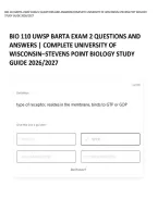Bio 110 Barta Uwsp Exam 2 Questions And Answers&sol;Complete University Of Wisconsin-Stevens Poit Biology Study Guide 2026&sol;2027