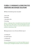 Florida 2 15 Insurance License Practice&NewLine;Questions And Detailed Solutions